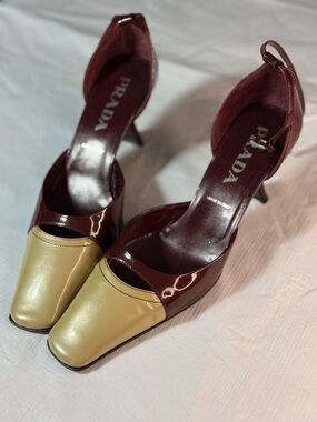 Prada Vintage 90s Two-Tone Patent Leather Heels